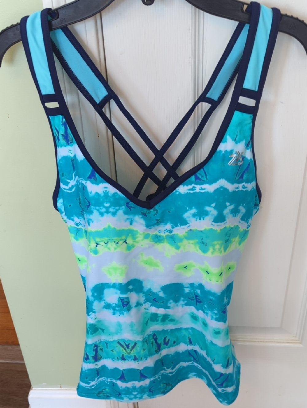 ZeroXposur Aqua and Navy Swim Top